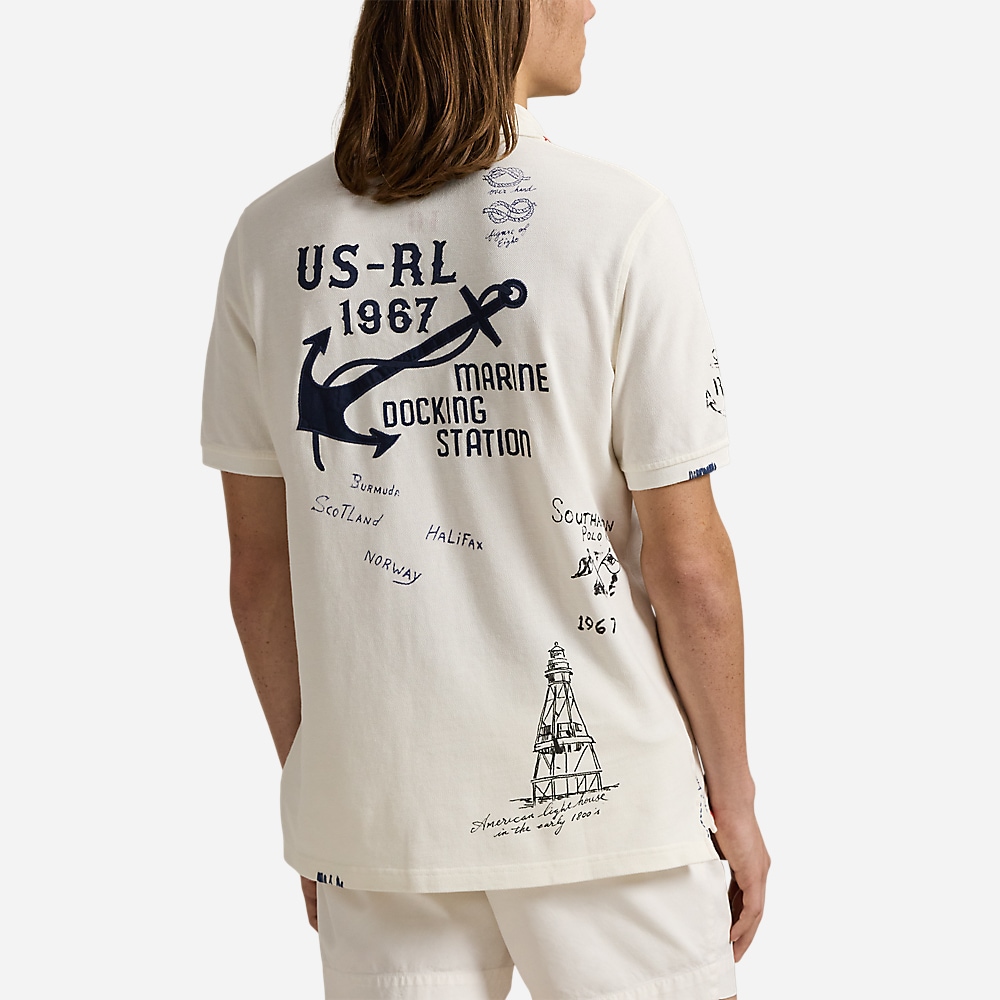 Classic Fit Mesh Graphic Polo Shirt - Nevis