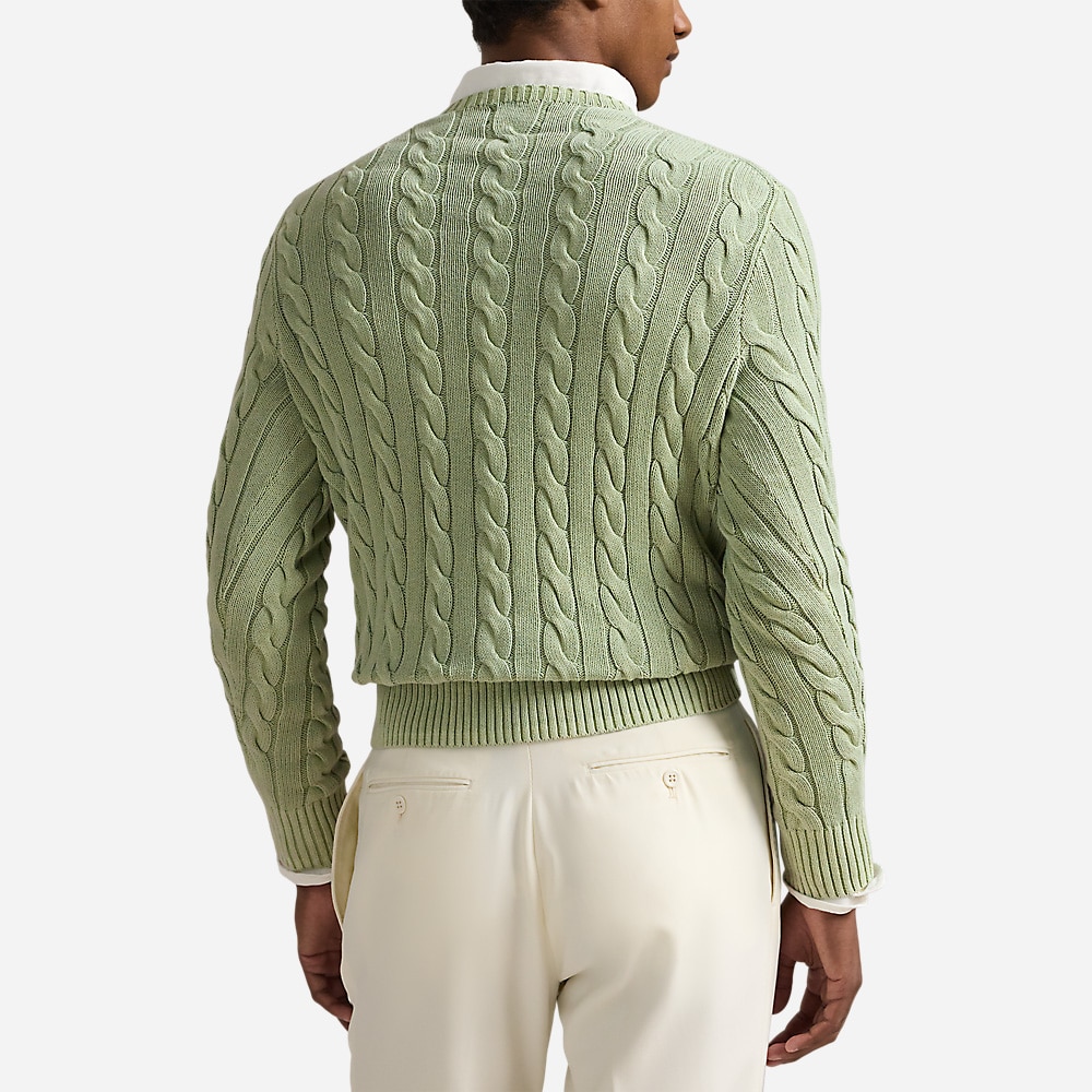 Cable-Knit Mineral-Dyed Cotton Sweater - Greenstone Gmd
