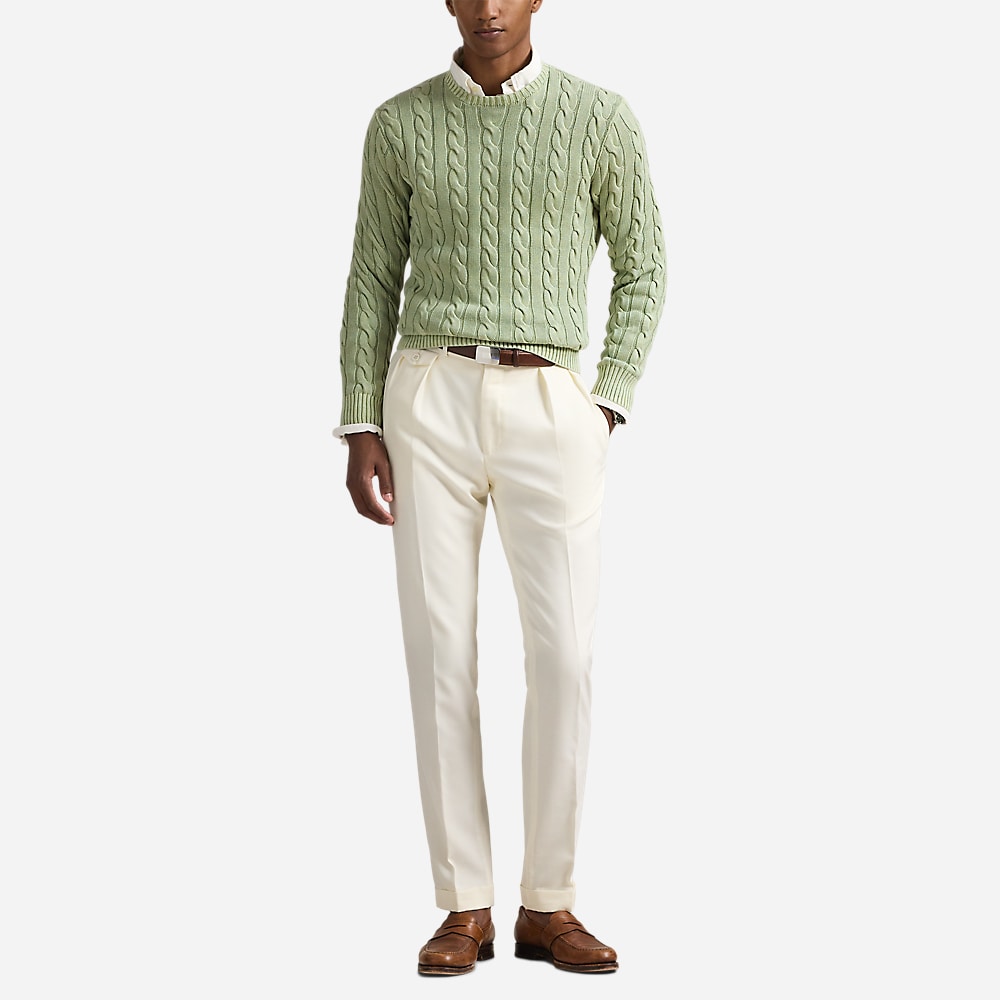Cable-Knit Mineral-Dyed Cotton Sweater - Greenstone Gmd