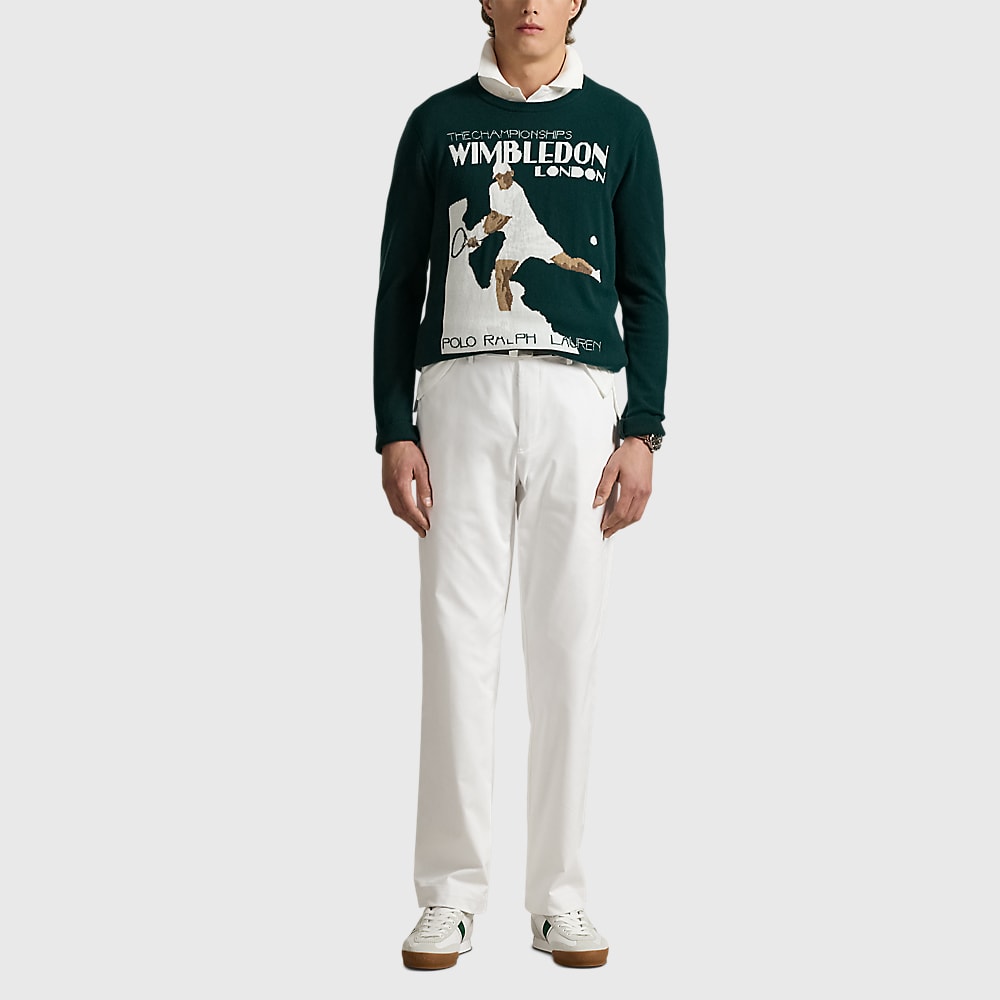 Wimbledon Cashmere-Cotton Sweater - Moss Agate Multi