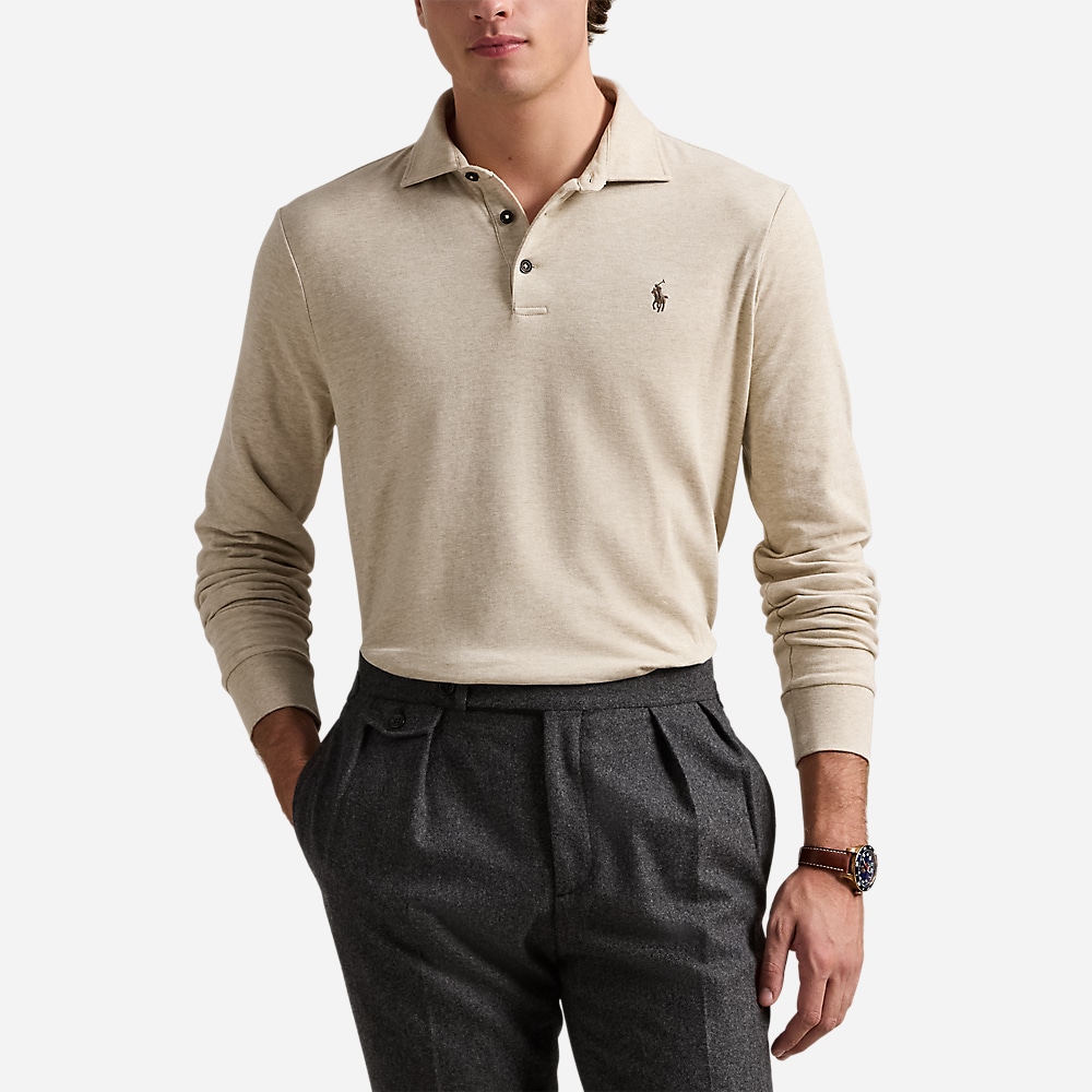 Luxury Jersey Polo Shirt - Expedition Dune Heather