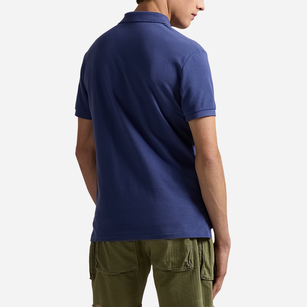 Custom Slim Fit Mesh Polo Shirt - Light Navy