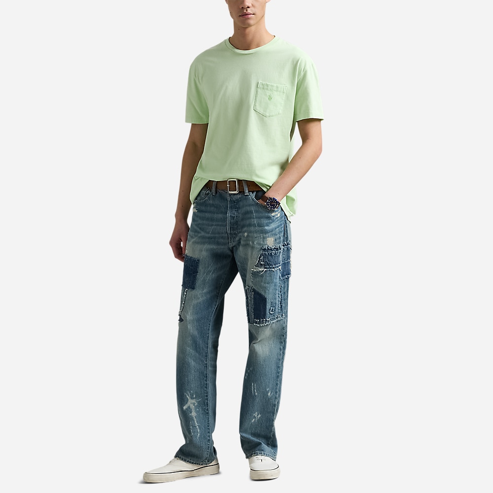 Custom Slim Mineral-Dyed Pocket T-Shirt - Leaf