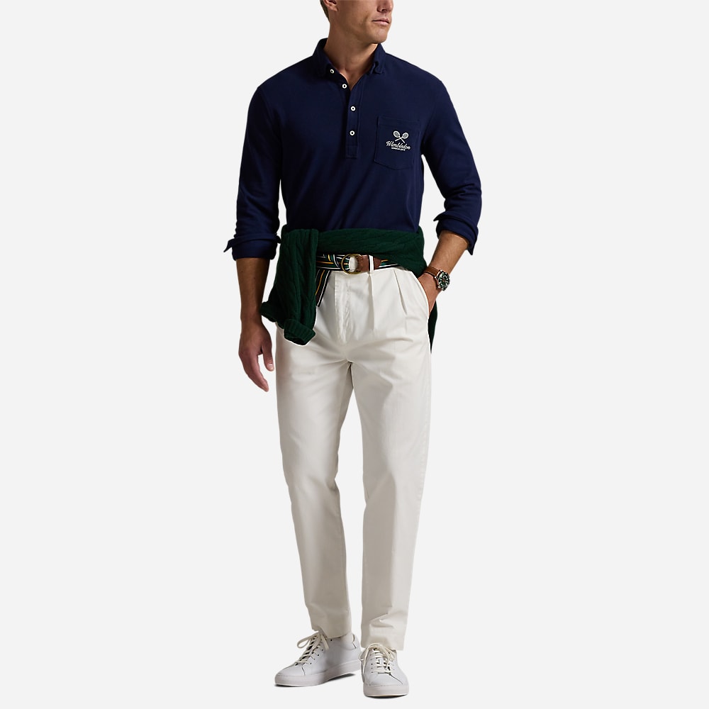 Wimbledon Classic Fit Mesh Polo Shirt - Refined Navy