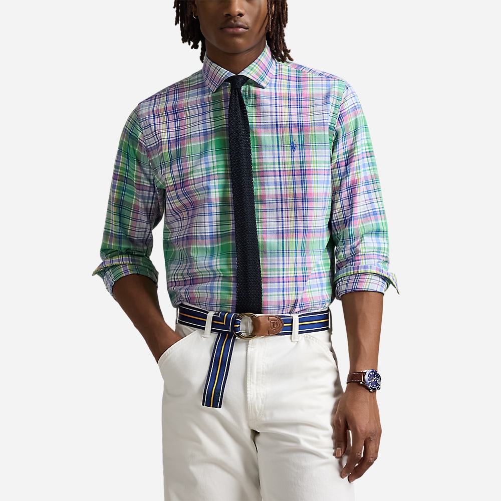 Custom Fit Plaid Oxford Shirt - Green/Pink Multi