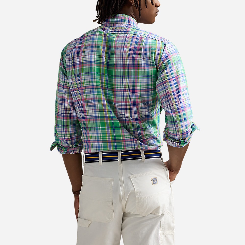 Custom Fit Plaid Oxford Shirt - Green/Pink Multi