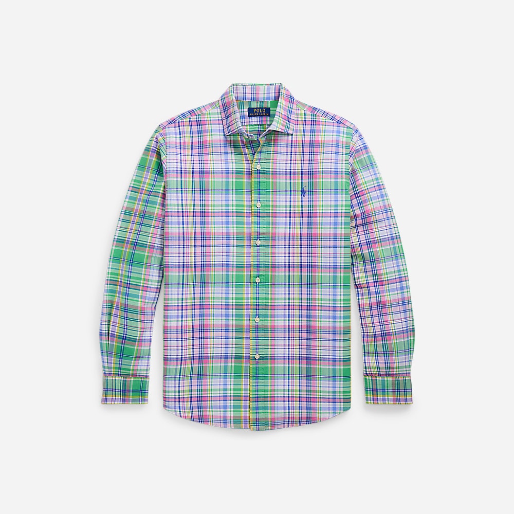 Custom Fit Plaid Oxford Shirt - Green/Pink Multi
