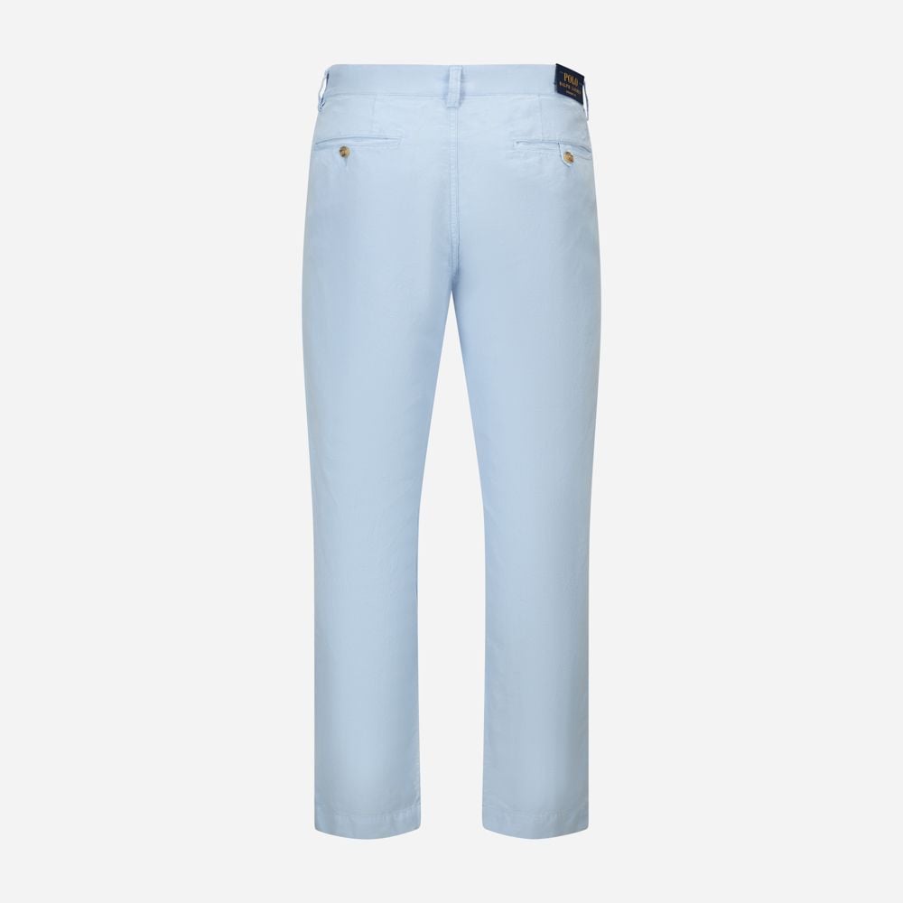 Straight Fit Linen-Cotton Pant - Office Blue