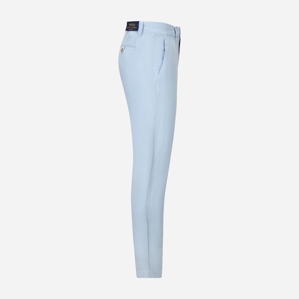 Straight Fit Linen-Cotton Pant - Office Blue