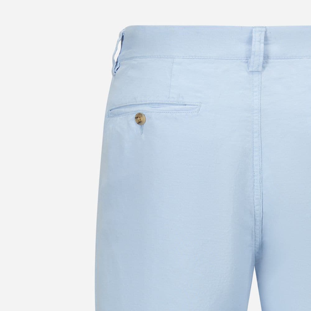 Straight Fit Linen-Cotton Pant - Office Blue