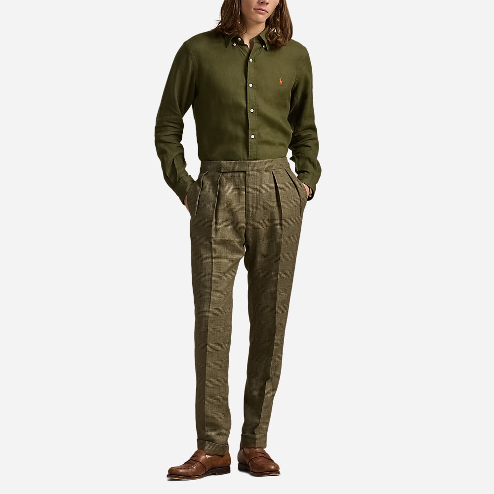 Slim Fit Linen Shirt - New Olive