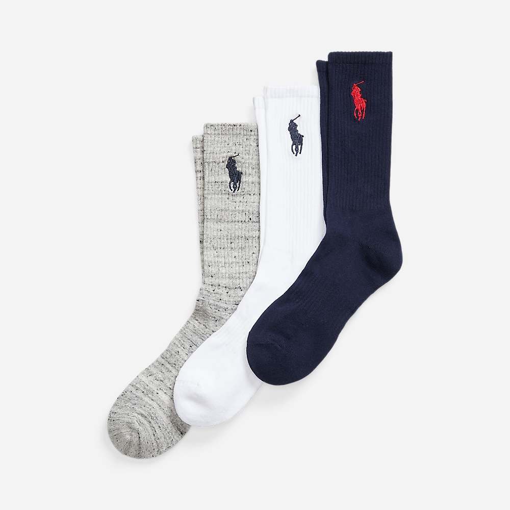 3 Pack Big Pony Crew Sock - Navy/White/Grey