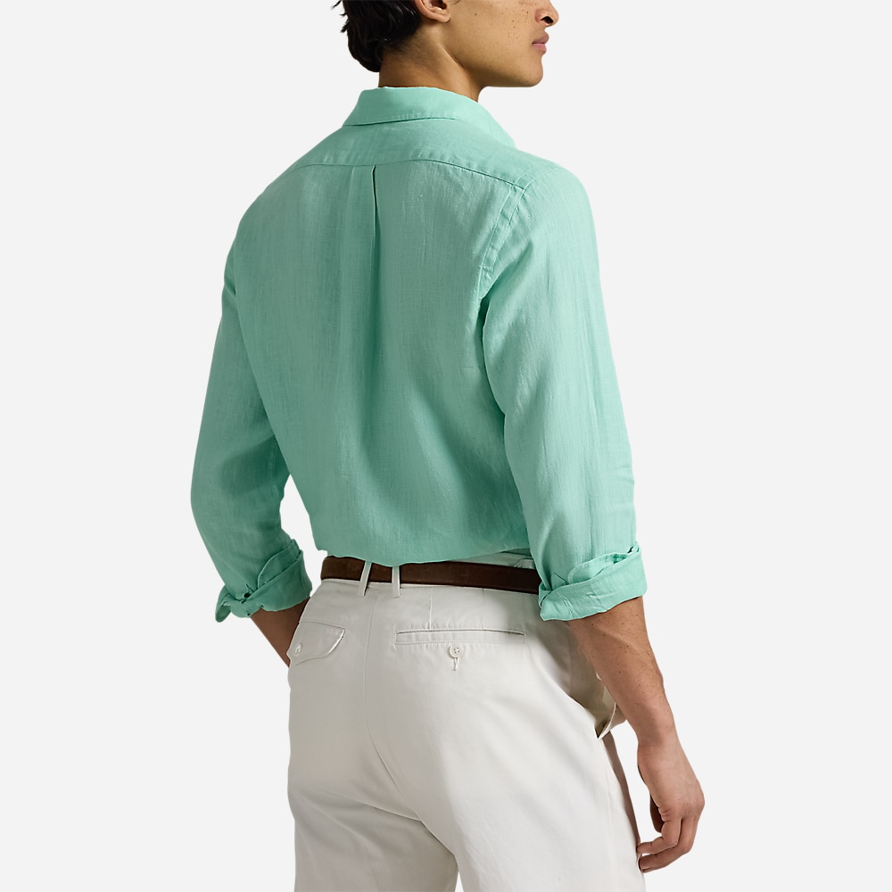 Slim Fit Linen Shirt - Aqua Verde