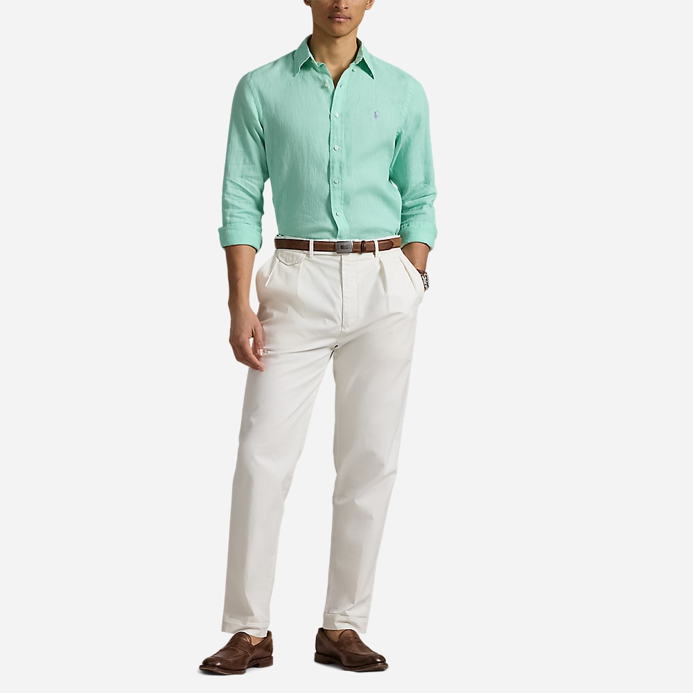 Slim Fit Linen Shirt - Aqua Verde