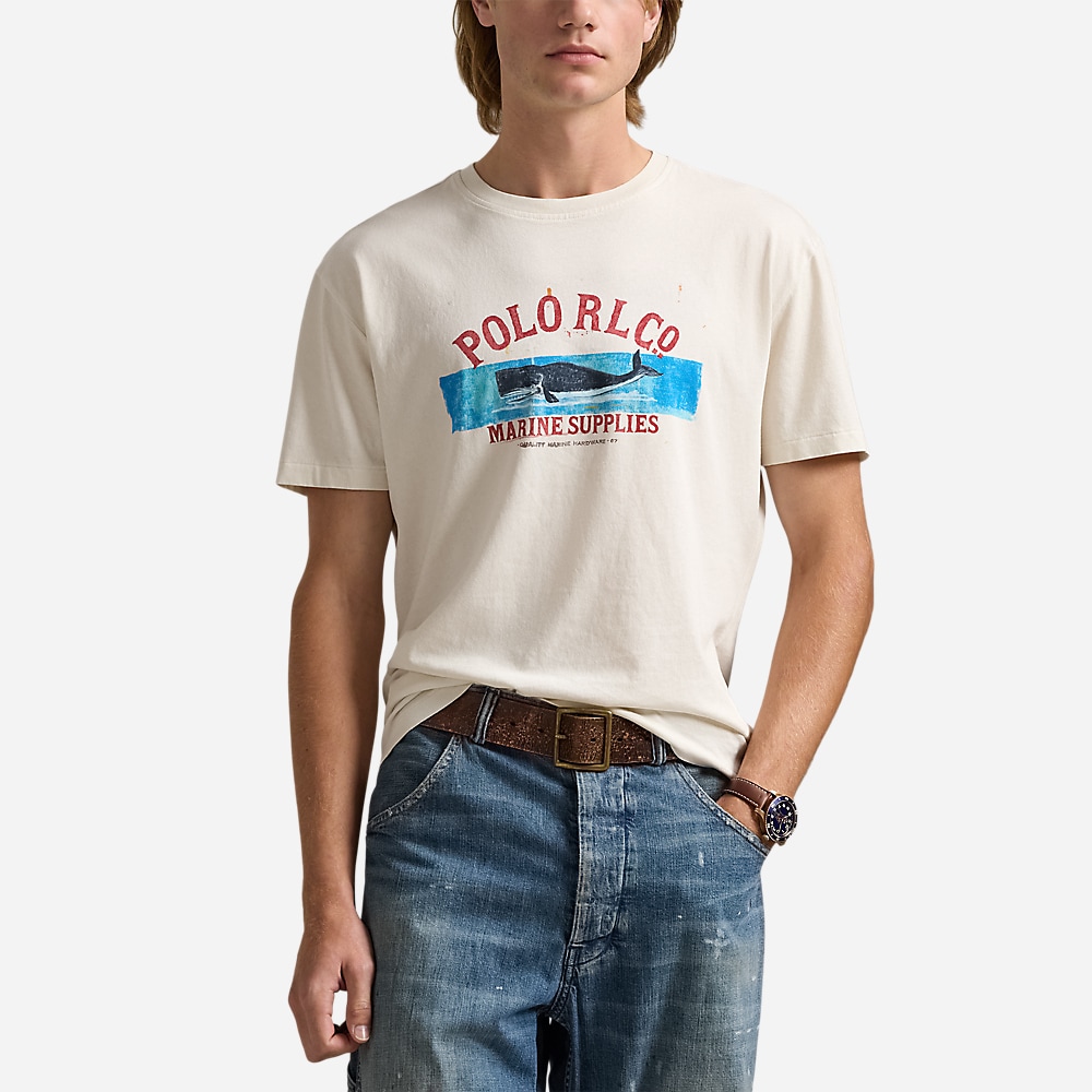 Classic Fit Jersey Graphic T-Shirt - Deckwash White