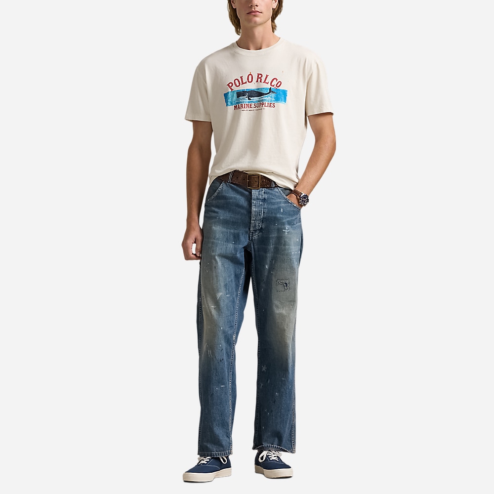 Classic Fit Jersey Graphic T-Shirt - Deckwash White
