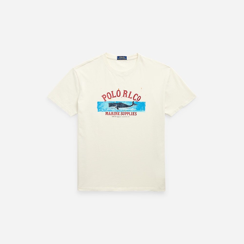 Classic Fit Jersey Graphic T-Shirt - Deckwash White