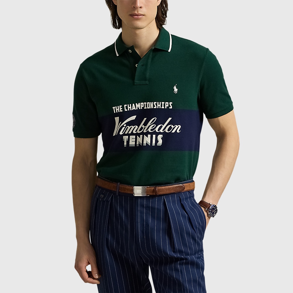 Wimbledon Classic Fit Logo Polo Shirt - Moss Agate Multi