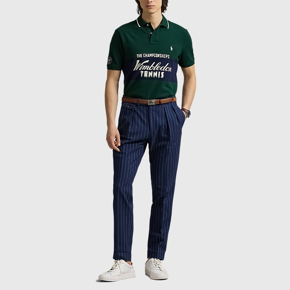 Wimbledon Classic Fit Logo Polo Shirt - Moss Agate Multi
