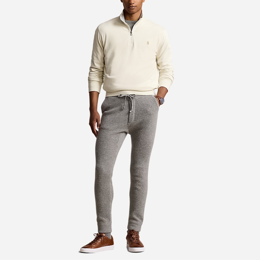 Luxury Jersey Quarter-Zip Pullover - Parchment Cream