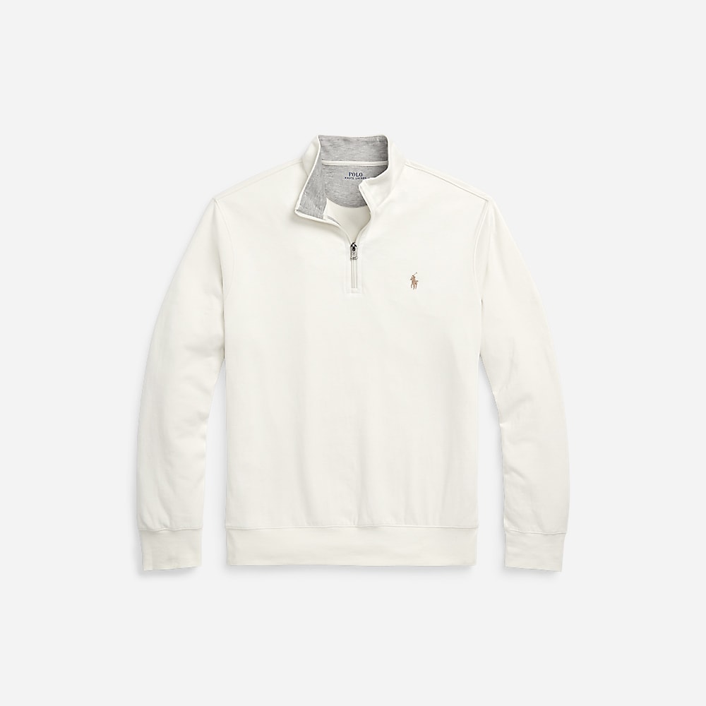 Luxury Jersey Quarter-Zip Pullover - Parchment Cream