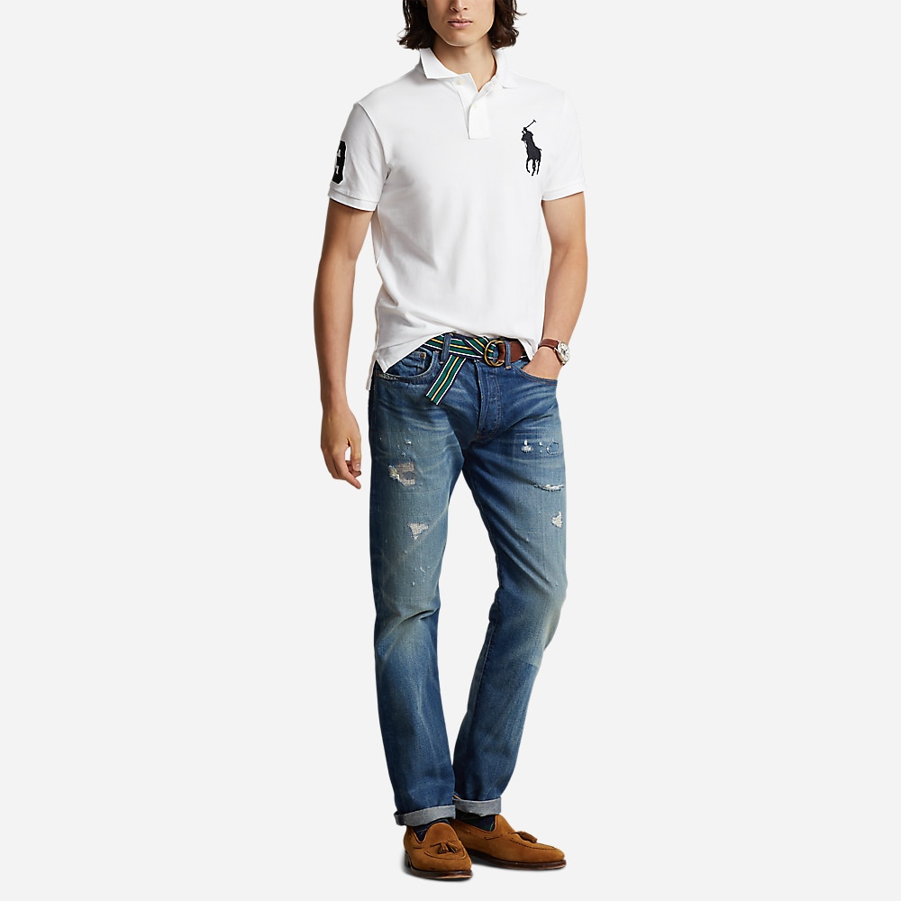 Custom Slim Fit Mesh Polo Shirt - White