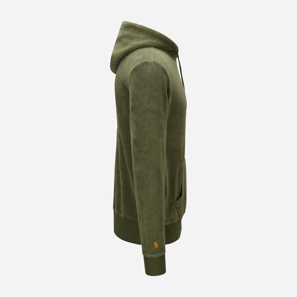 Embroidered Terry Hoodie - Tree Green
