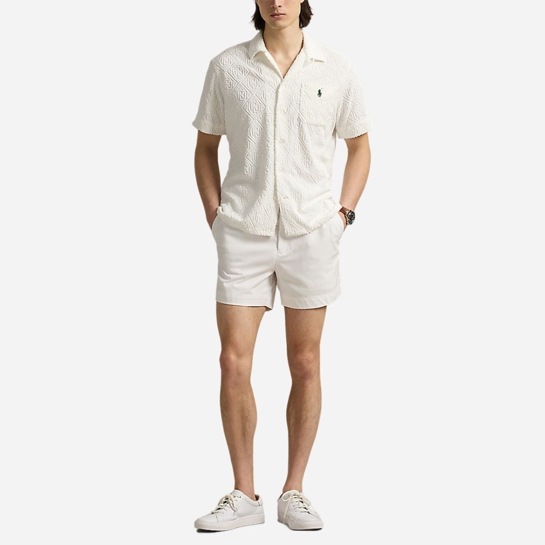 Wimbledon Jacquard Terry Camp Shirt - Ceramic White