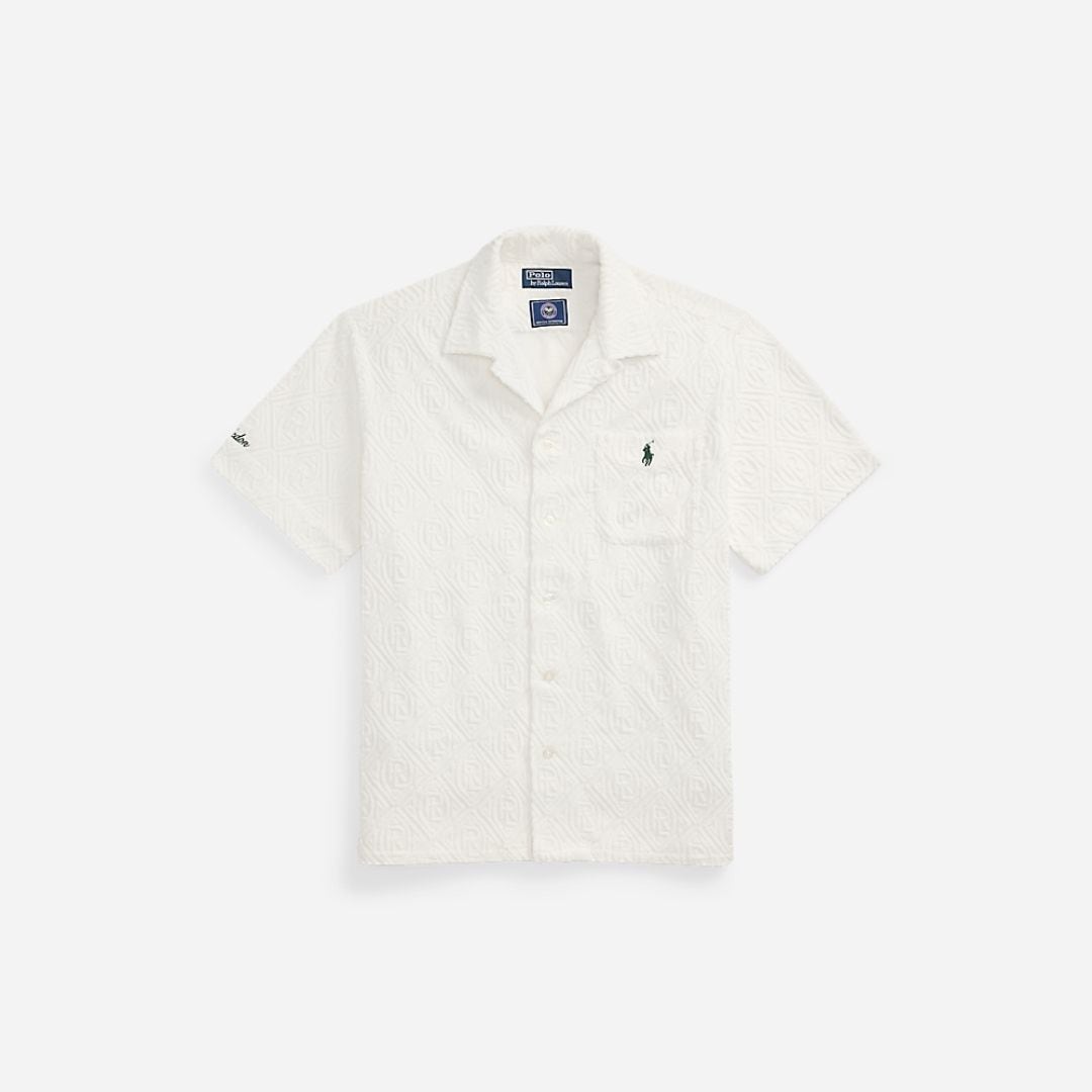 Wimbledon Jacquard Terry Camp Shirt - Ceramic White