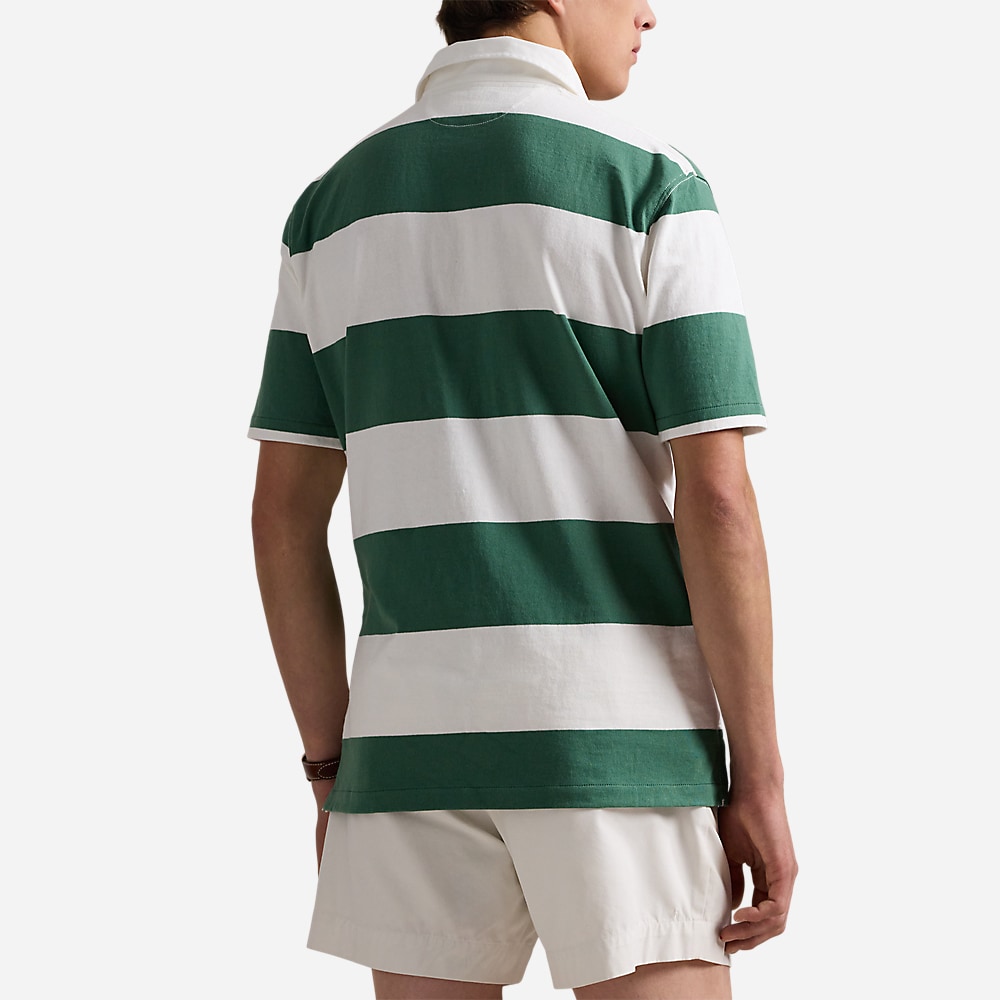 Classic Fit Short-Sleeve Rugby Shirt - Antique Green/Oxford White