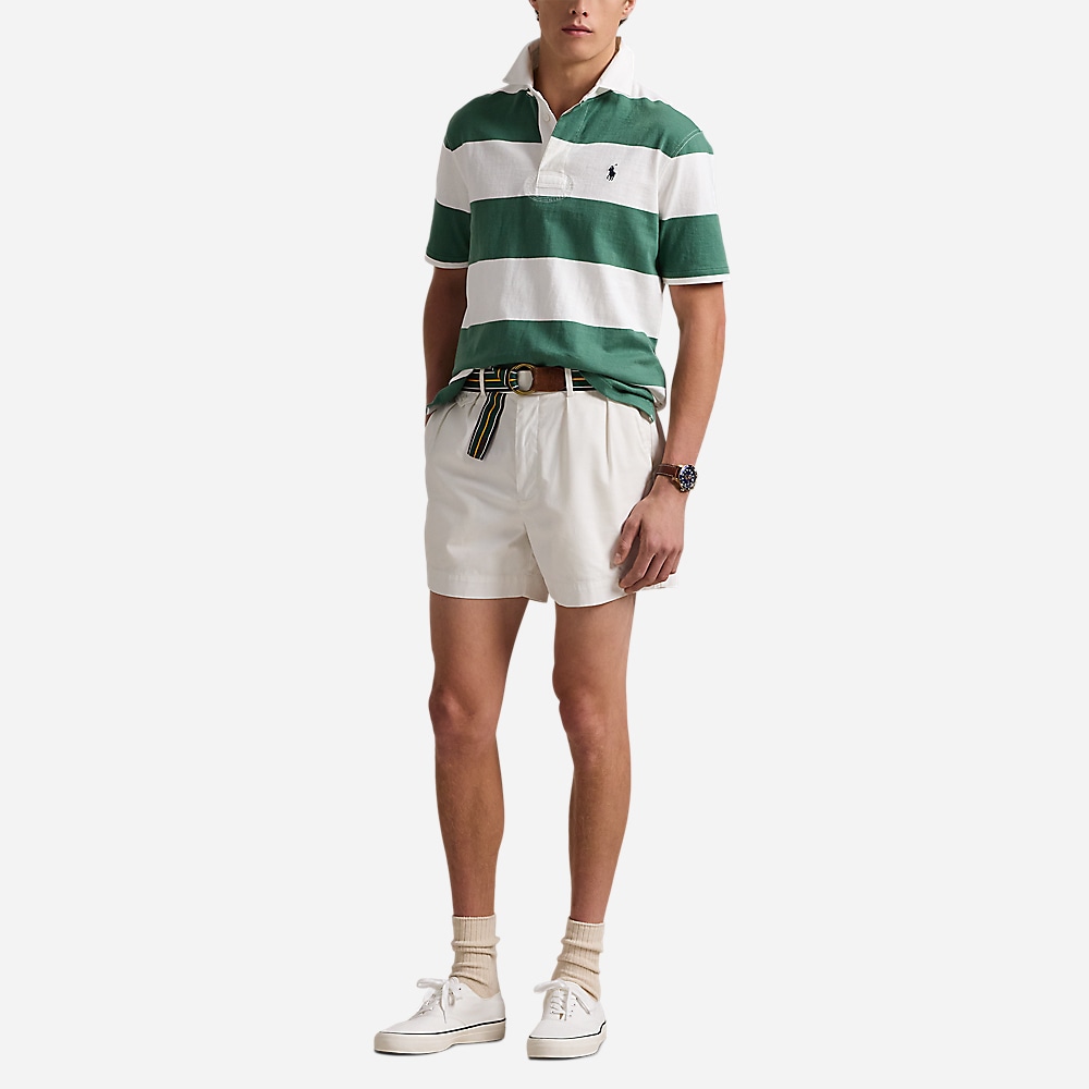 Classic Fit Short-Sleeve Rugby Shirt - Antique Green/Oxford White