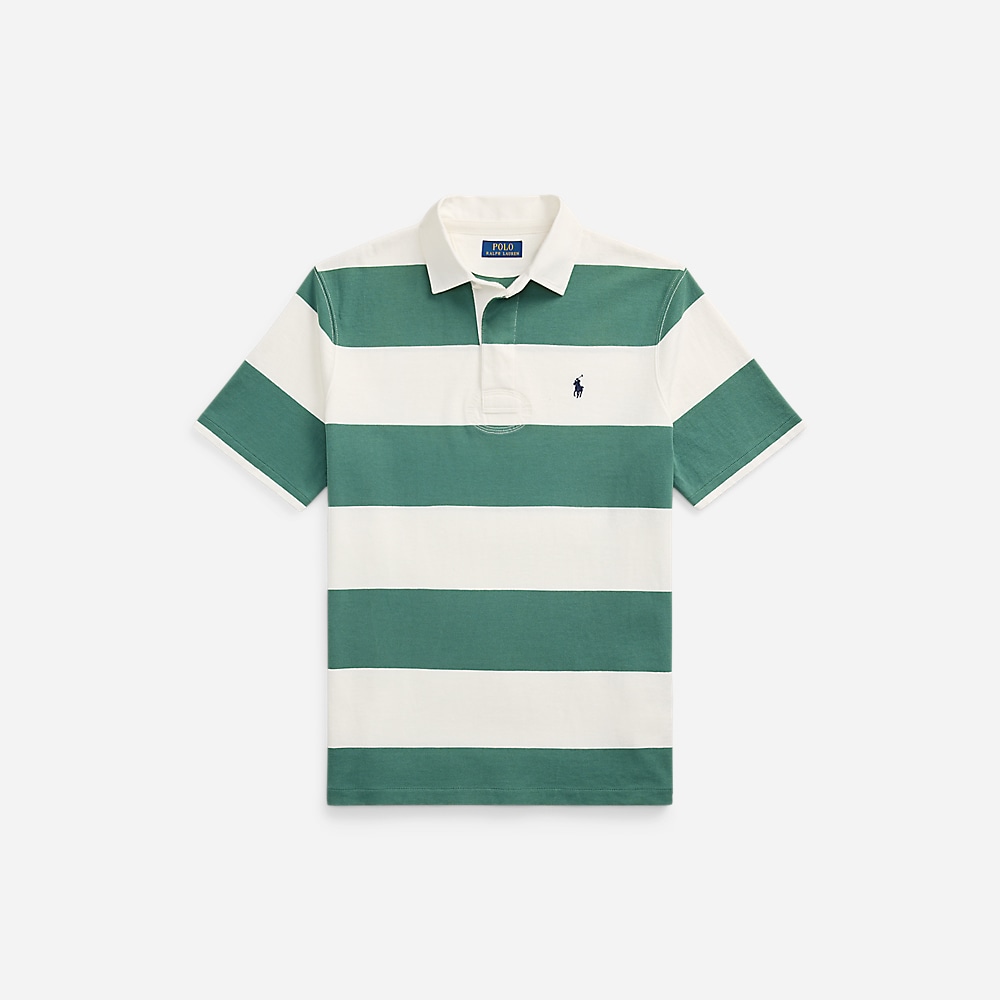 Classic Fit Short-Sleeve Rugby Shirt - Antique Green/Oxford White