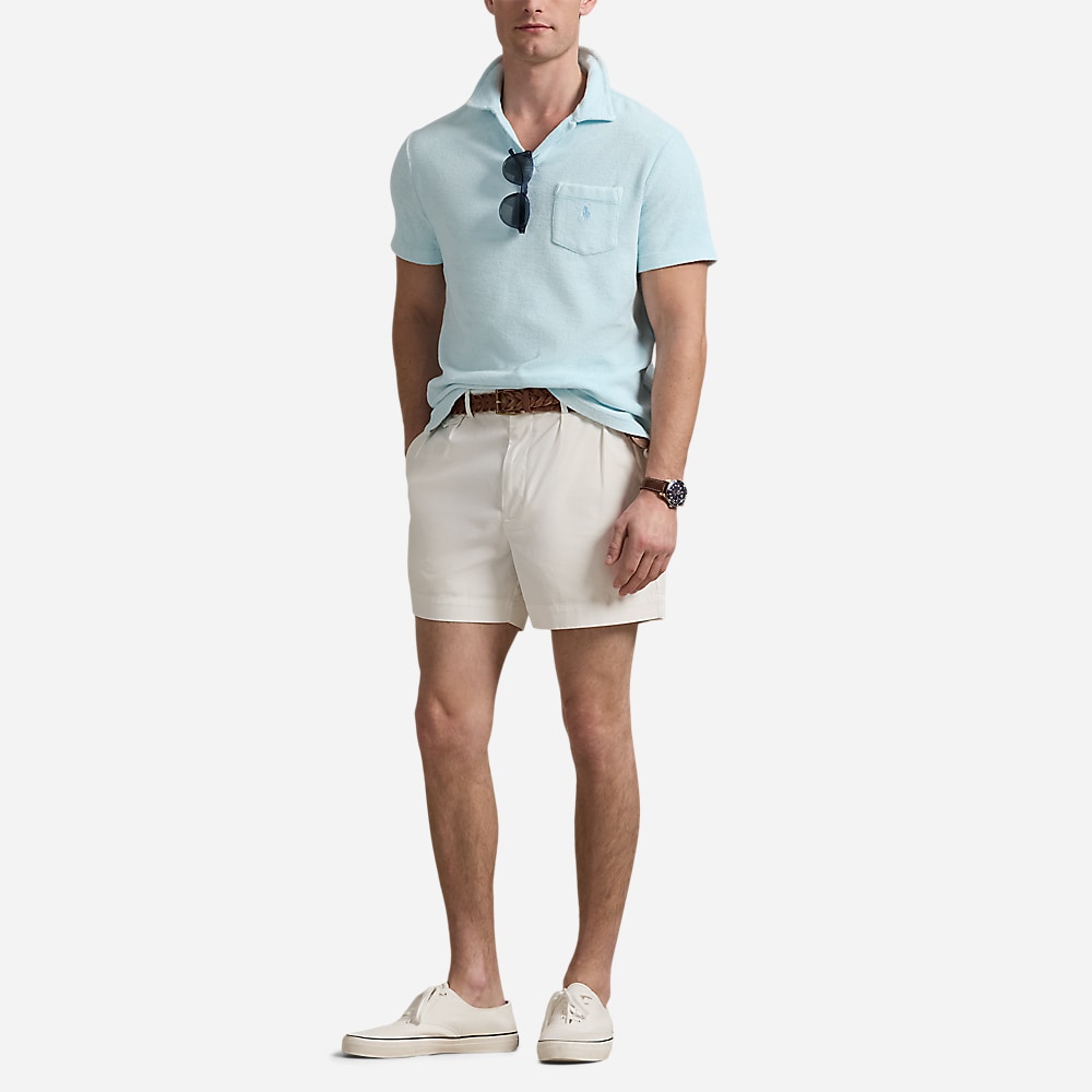 Mineral-Dyed Terry Polo Shirt - Sky