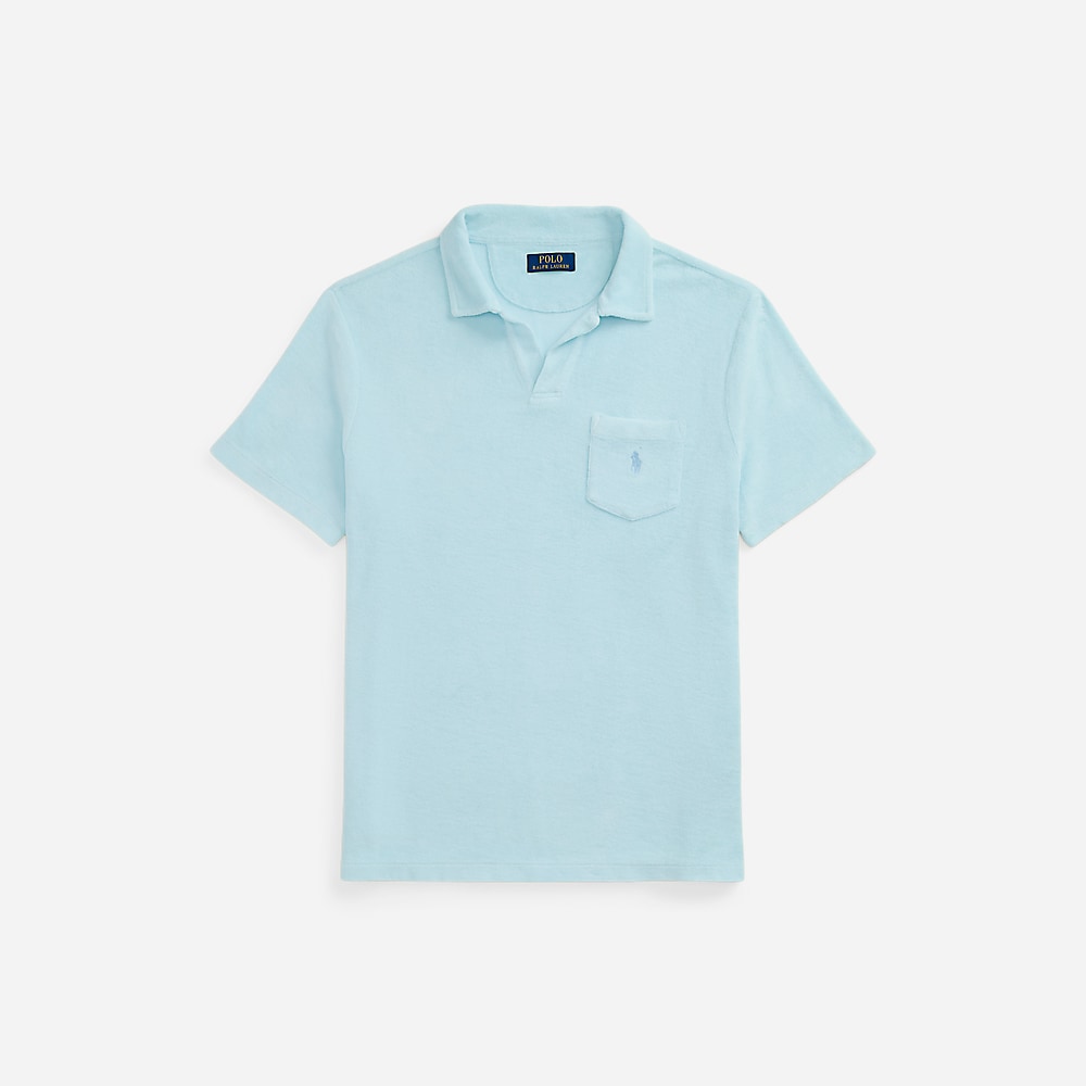 Mineral-Dyed Terry Polo Shirt - Sky