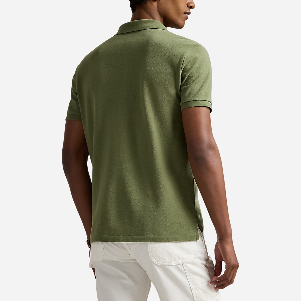 Custom Slim Polo Bear Mesh Polo Shirt - Tree Green Beach
