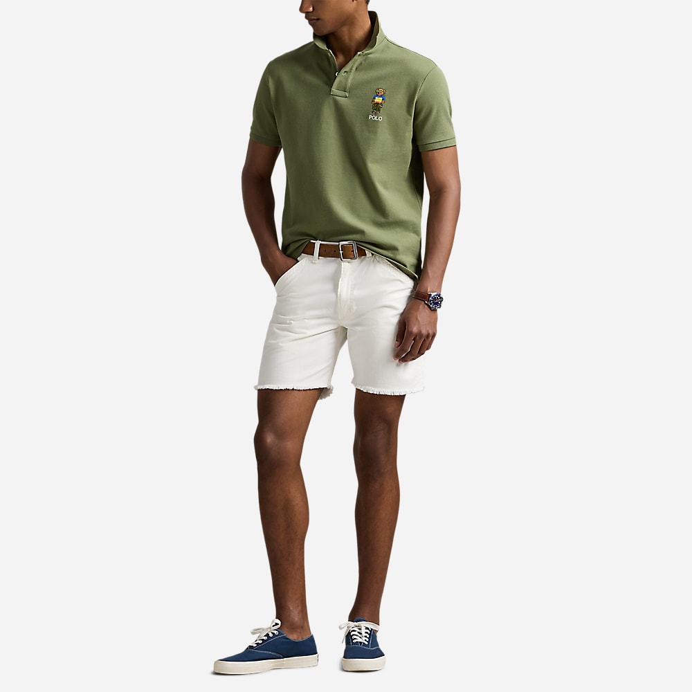 Custom Slim Polo Bear Mesh Polo Shirt - Tree Green Beach