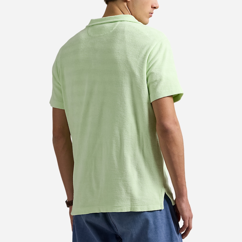Mineral-Dyed Terry Polo Shirt - Leaf