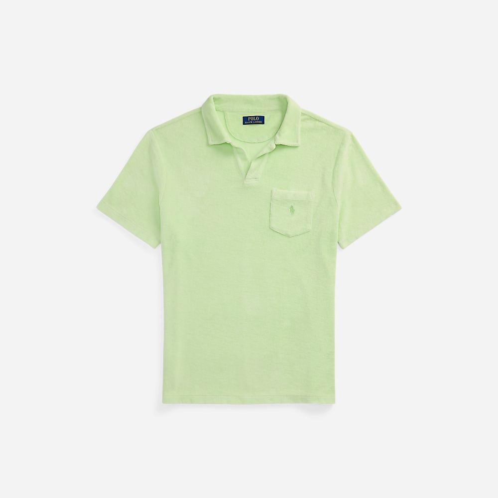Mineral-Dyed Terry Polo Shirt - Leaf
