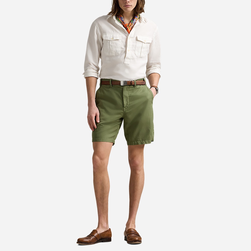 Classic Fit Linen-Cotton Short - Tree Green