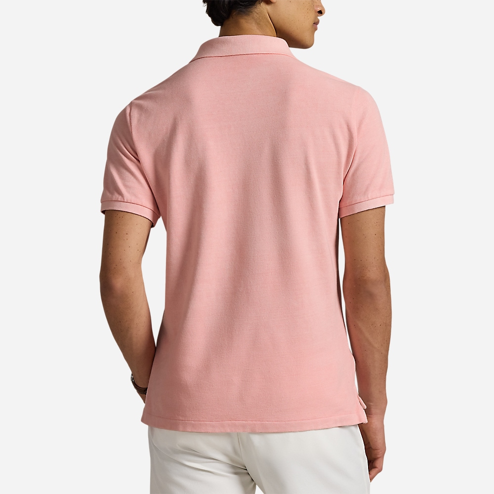 Custom Slim Mineral-Dyed Mesh Polo Shirt - Rose
