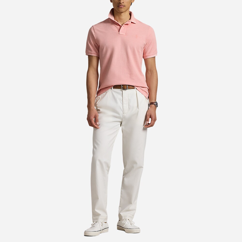 Custom Slim Mineral-Dyed Mesh Polo Shirt - Rose