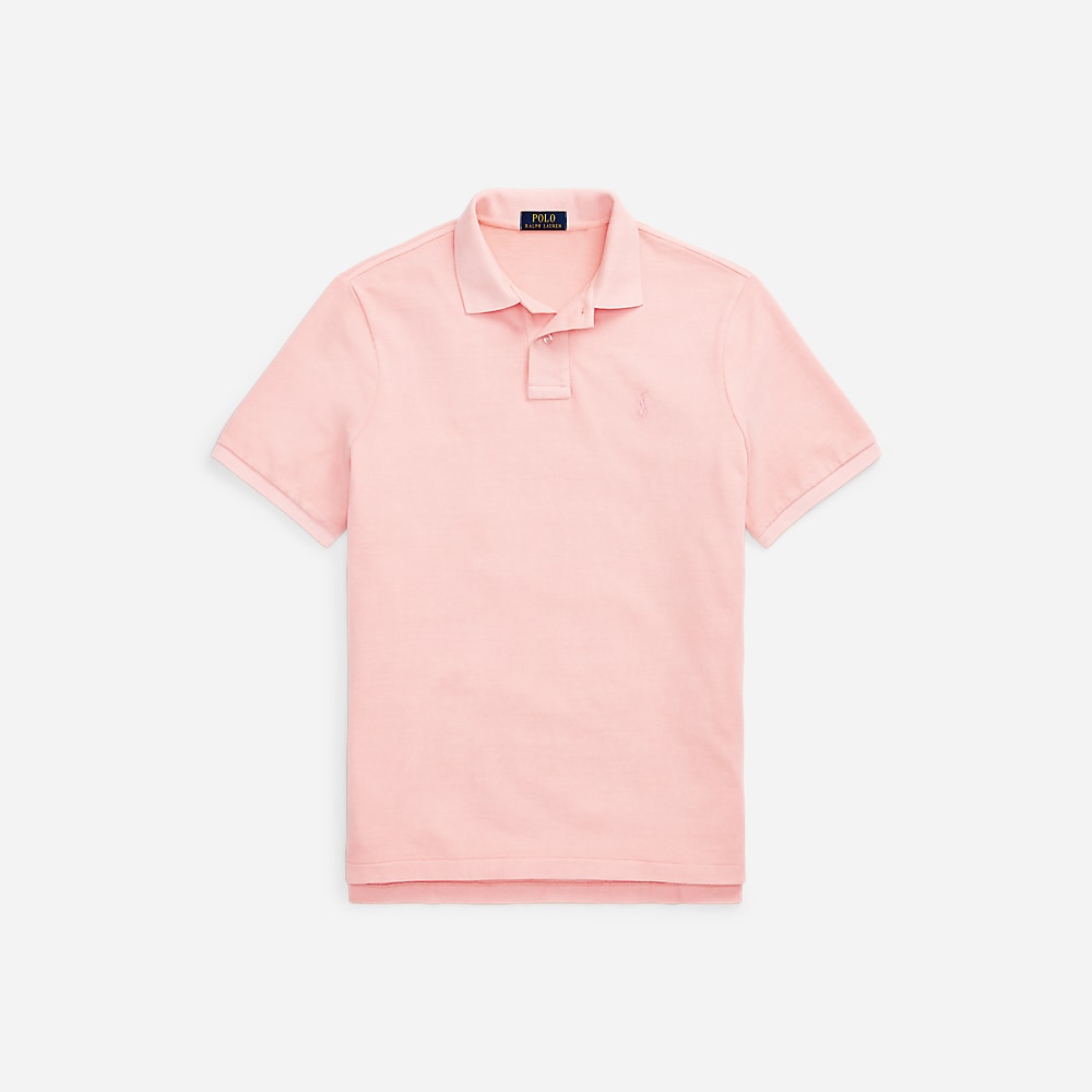 Custom Slim Mineral-Dyed Mesh Polo Shirt - Rose