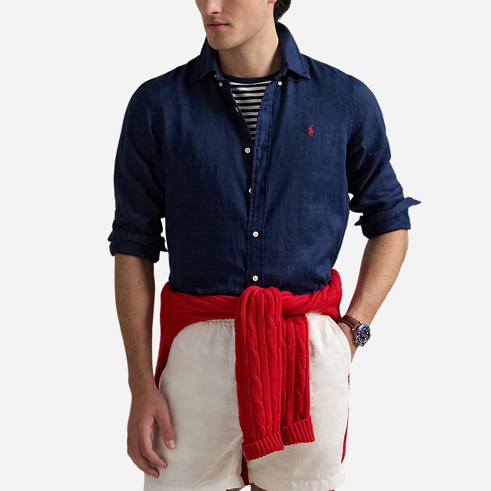 Custom Fit Linen Shirt - Newport Navy