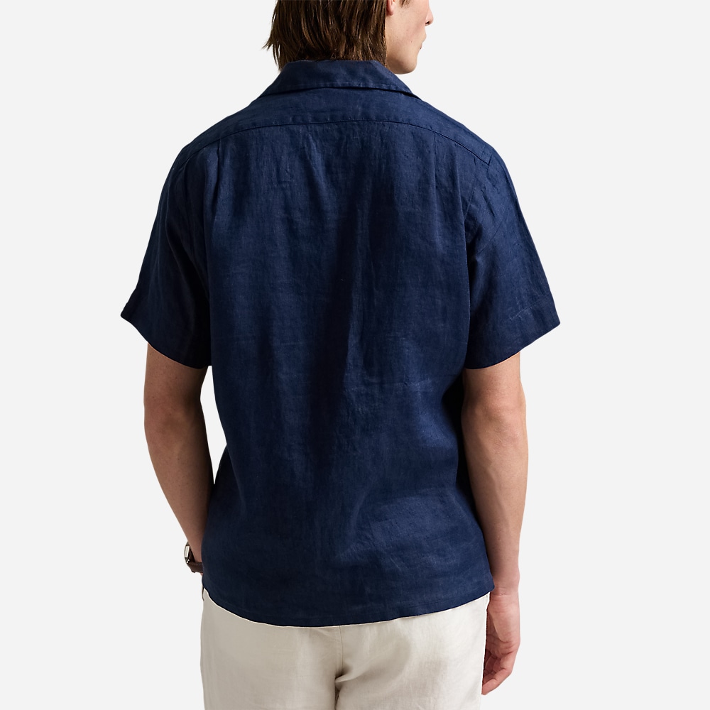 Classic Fit Linen Camp Shirt - Newport Navy