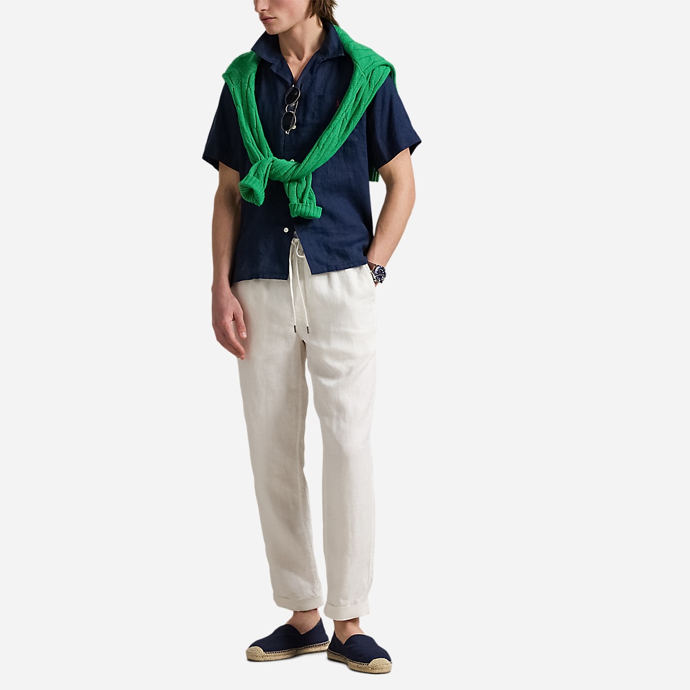 Classic Fit Linen Camp Shirt - Newport Navy