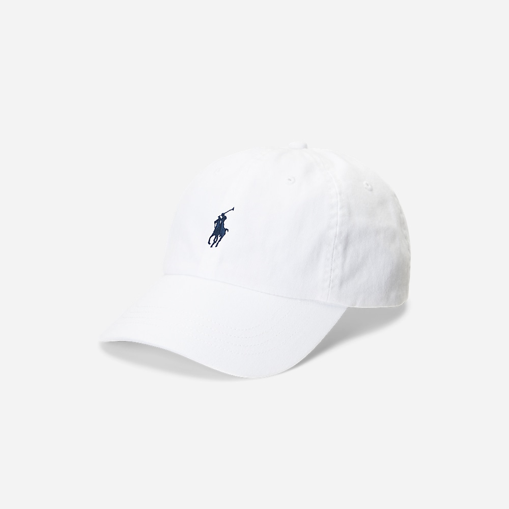 Cotton Chino Baseball Cap - White/ Newport Navy