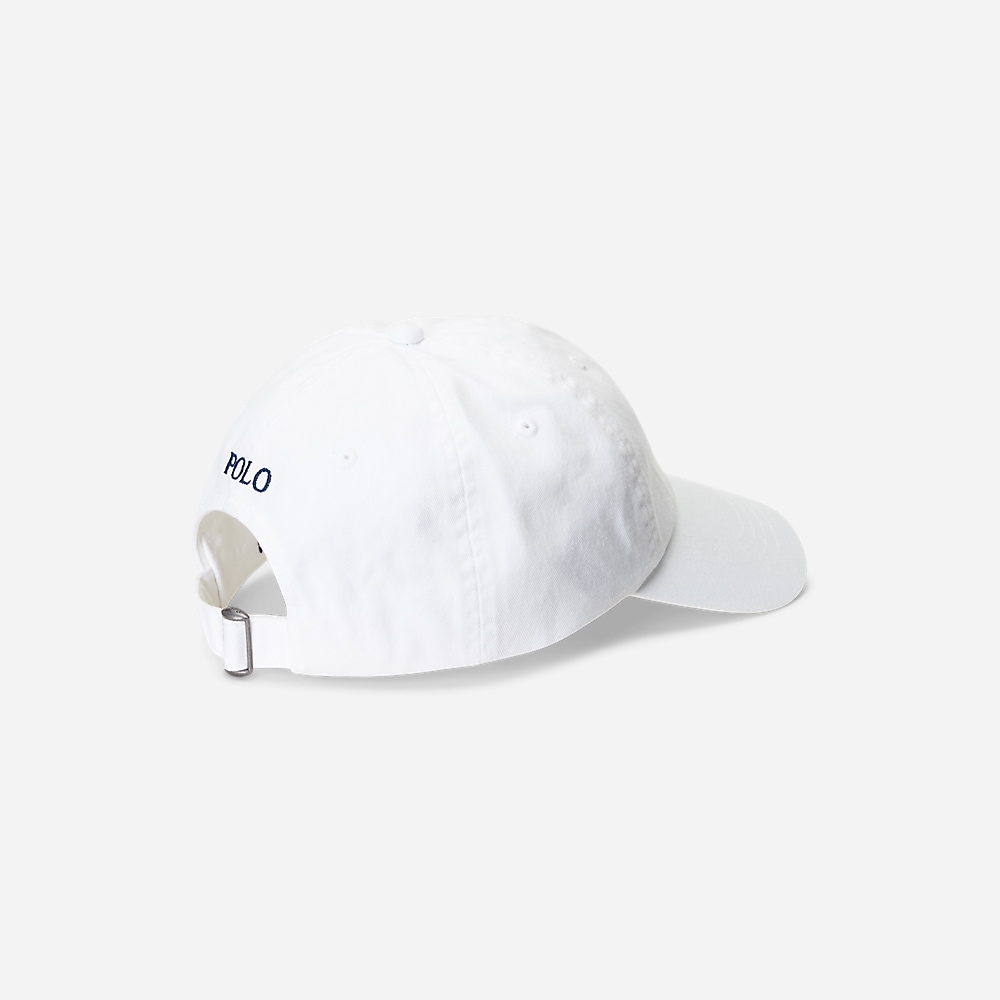 Cotton Chino Baseball Cap - White/ Newport Navy