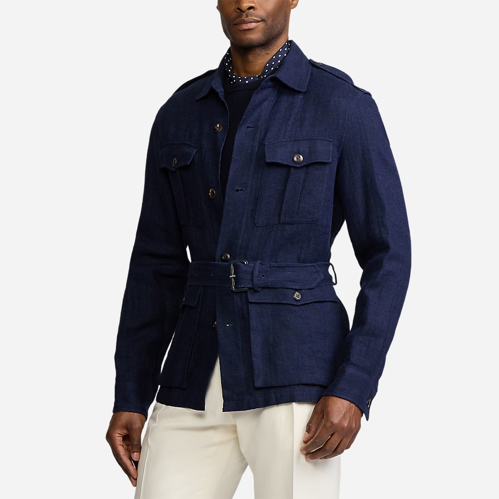 Hand-Tailored Linen-Blend Jacket - Navy