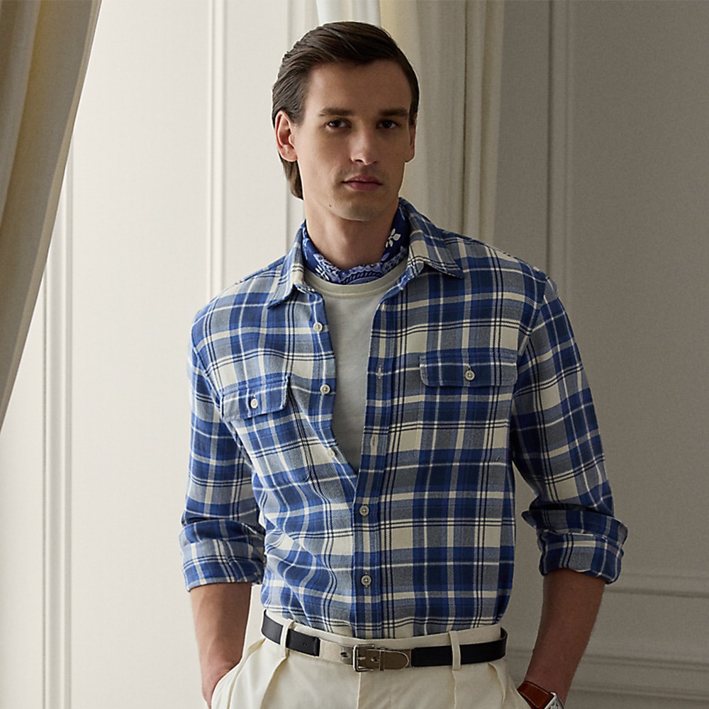 Plaid Twill Shirt - Blue/Cream