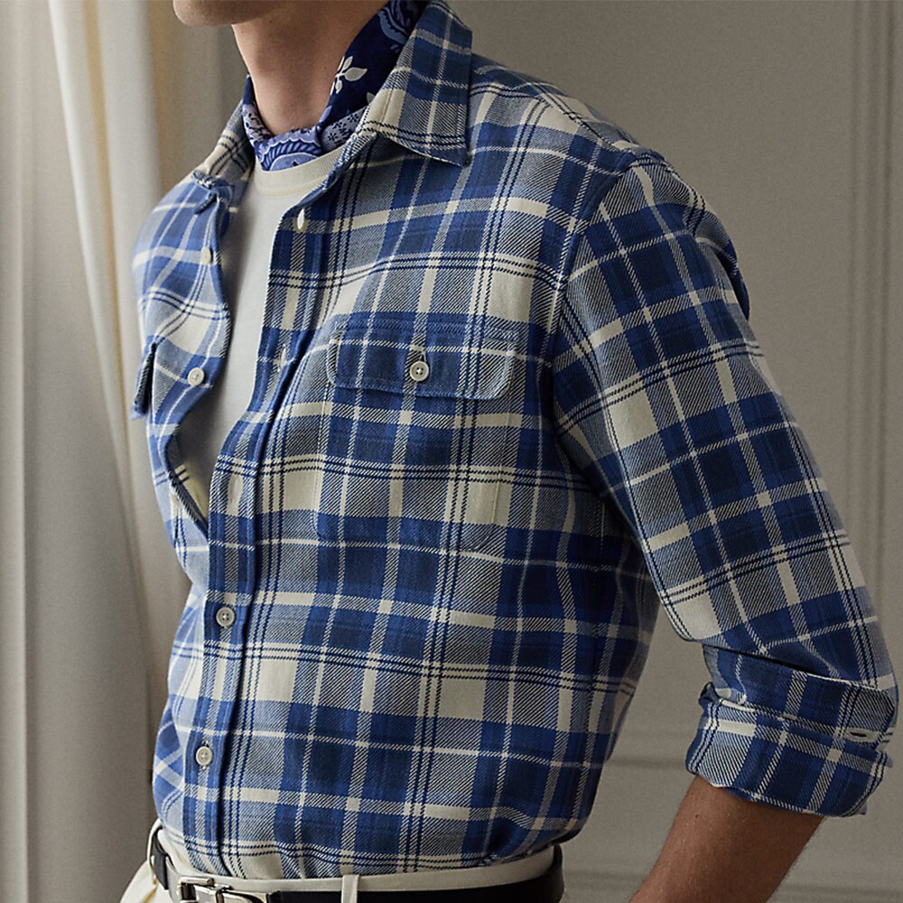 Plaid Twill Shirt - Blue/Cream